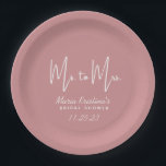 Plato De Papel Sra. a la Sra. Bridal Shower Calligraphy Pink<br><div class="desc">Sra. a la Sra. Bridal Shower Puce Plates de papel caligráfico rosa</div>