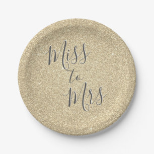 Plato De Papel Srta. Bridal Shower Fiesta Gold Purpurina