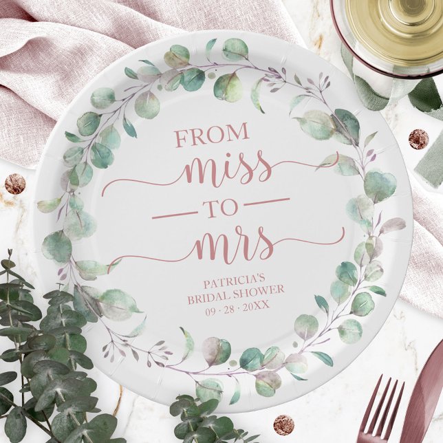 Plato De Papel Srta. Greenery Bridal Shower (Subido por el creador)
