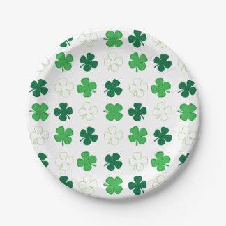 Plato De Papel St. Patrick Day Green Shamrock irlandés