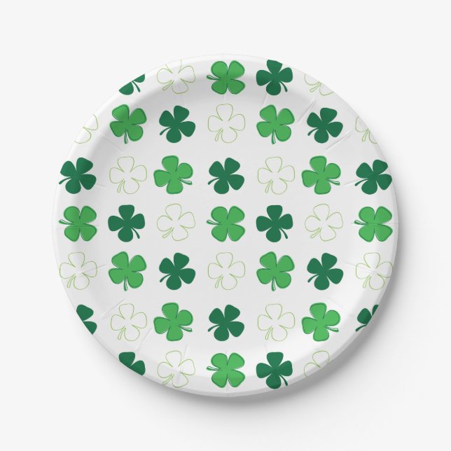 Plato De Papel St. Patrick Day Green Shamrock irlandés (Anverso)
