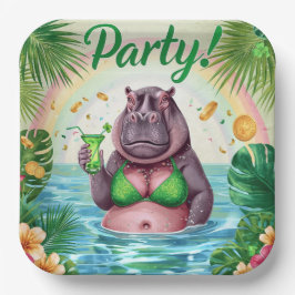 Plato De Papel St. Patrick’s Day Glam Hippo Bikini 