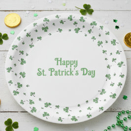Plato De Papel St. Patrick’s Day Shamrock Border Round