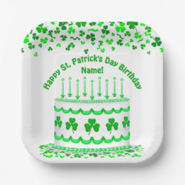 Plato De Papel St Patrick's Day Birthday Cake Custom Candles