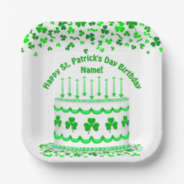 Plato De Papel St Patrick's Day Birthday Cake Custom Candles