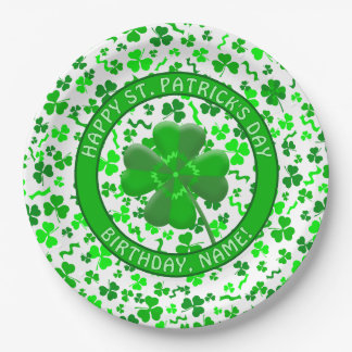 Plato De Papel St Patrick's Day Birthday Shamrocks Personalized