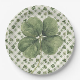 Plato De Papel  St Patrick's Day Four Leaf Clover 