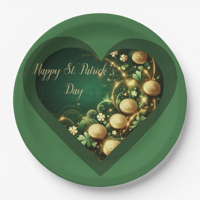 Plato De Papel St Patrick's Day Green and Gold Coins (Anverso)