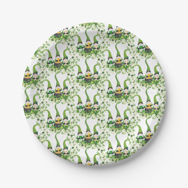 Plato De Papel St Patricks Day Green Clovers Old Leprechaun (Anverso)