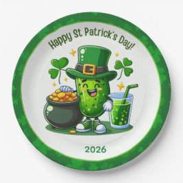 Plato De Papel St Patricks Day Happy Pickle