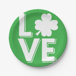 Plato De Papel St. Patrick's Day Irish Love Green Shamrock