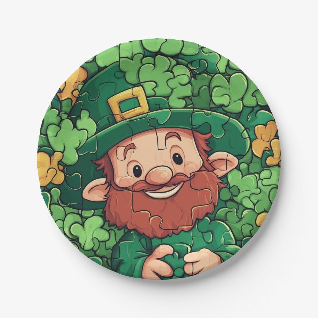 Plato De Papel St. Patrick's Day Leprechaun Puzzle Any Age (Anverso)