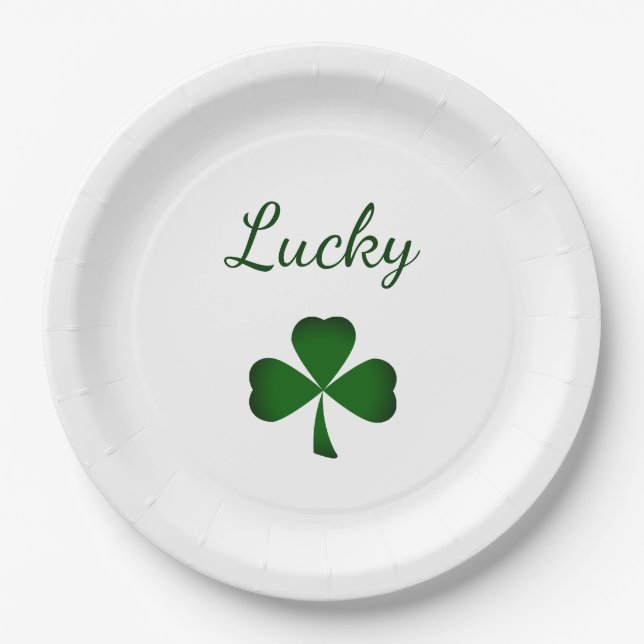 Plato De Papel St. Patrick's Day Lucky Green Shamrock (Anverso)