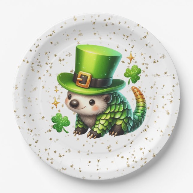 Plato De Papel St. Patrick's Day Lucky Hedgehog (Anverso)