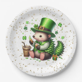 Plato De Papel St. Patrick's Day Lucky Hedgehog