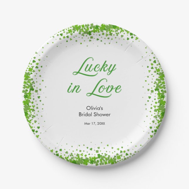 Plato De Papel St Patrick's Day Lucky in Love Bridal Shower  (Anverso)
