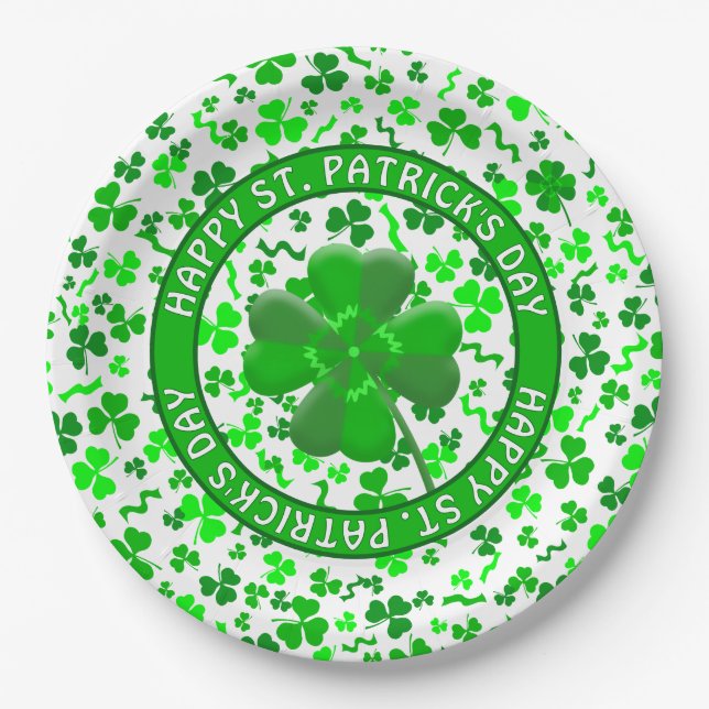 Plato De Papel St Patrick's Day Lucky Shamrocks Personalized (Anverso)