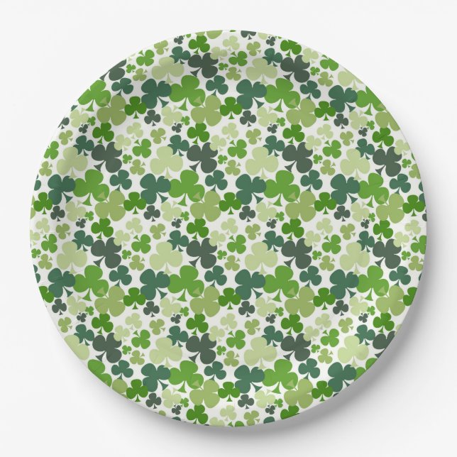 Plato De Papel St. Patrick's Day Shamrock Paper Plates 9" (Anverso)