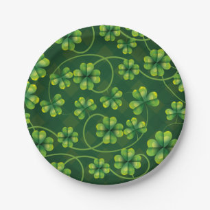 Plato De Papel St. Patrick's Day Shamrock Plaid