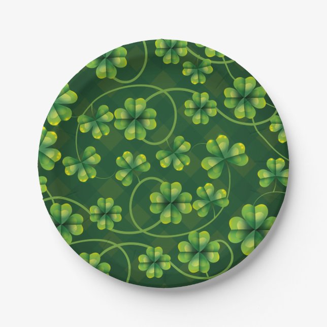 Plato De Papel St. Patrick's Day Shamrock Plaid (Anverso)