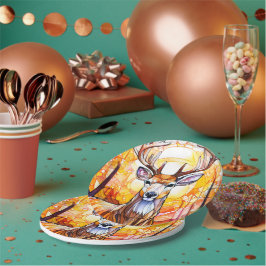Plato De Papel Stained Glass Deer