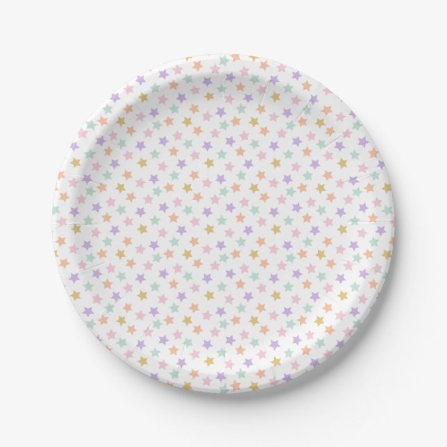 Plato De Papel Star Confetti (Pastel) (Anverso)