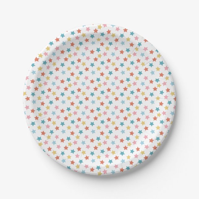 Plato De Papel Star Confetti (Retro) (Anverso)