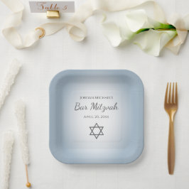 Plato De Papel Star of David Simple Blue Modern Bat Mitzvah