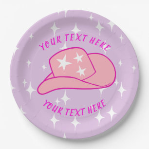 Plato De Papel Starburst Lilac, Gorra de Cowgirl moderna personal
