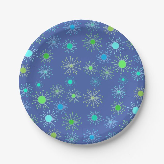 Plato De Papel Starburst Retro de Mid Century (Anverso)