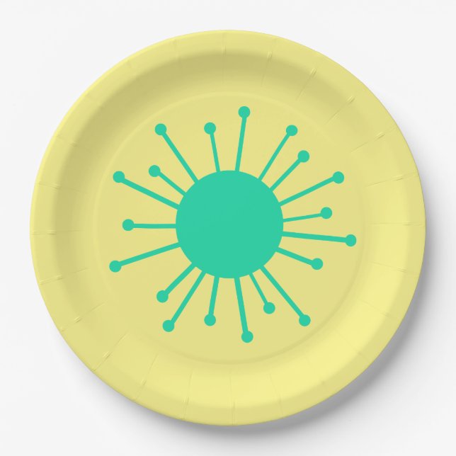 Plato De Papel Starburst Retro de Mid Century (Anverso)