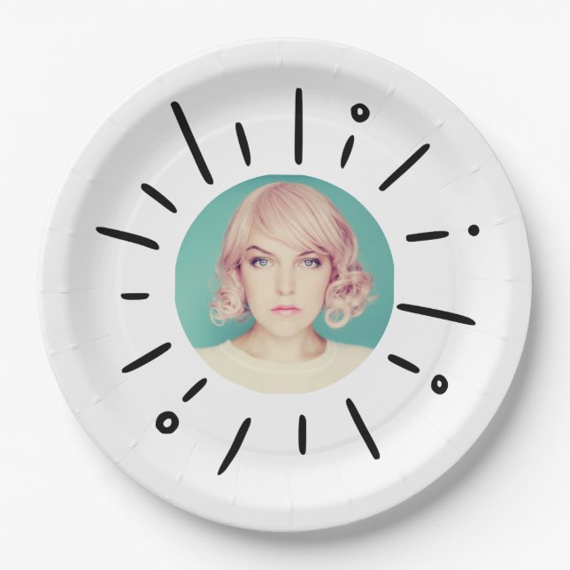 Plato De Papel STARBURST | Simple Round Fun Custom Photo (Anverso)