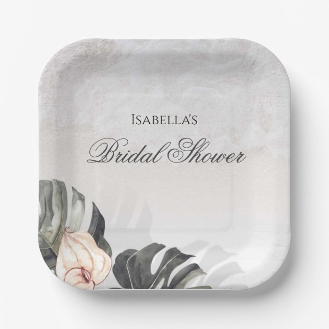 Plato De Papel Starfish and Shells Tropical Beach Bridal Shower (Anverso)