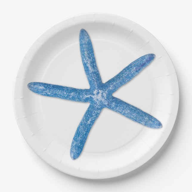 Plato De Papel Starfish azul (Anverso)