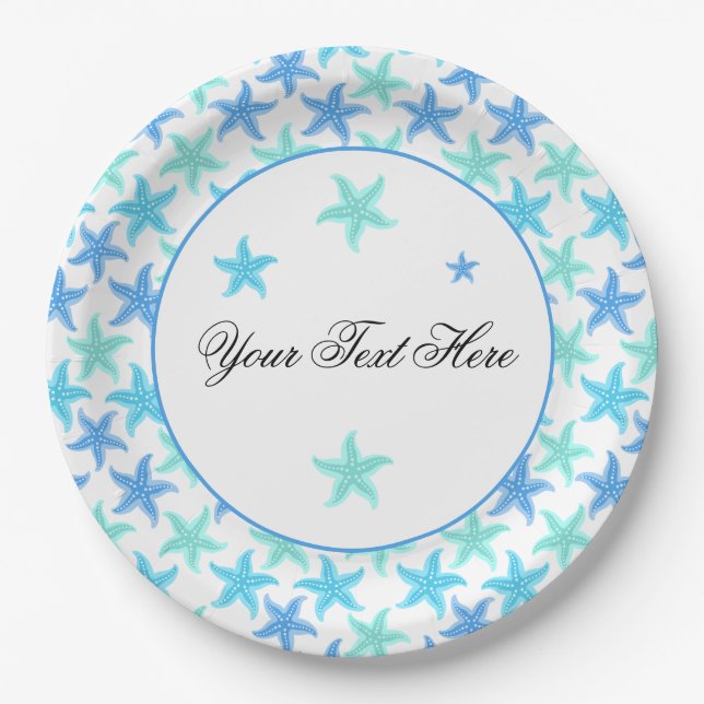 Plato De Papel Starfish azul turquesa (Anverso)
