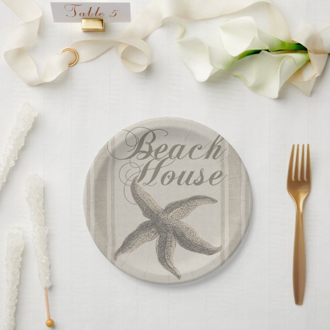 Plato De Papel Starfish Beach House Seashore Coastre (Boda)