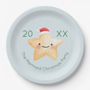 Plato De Papel Starfish Santa Navidades