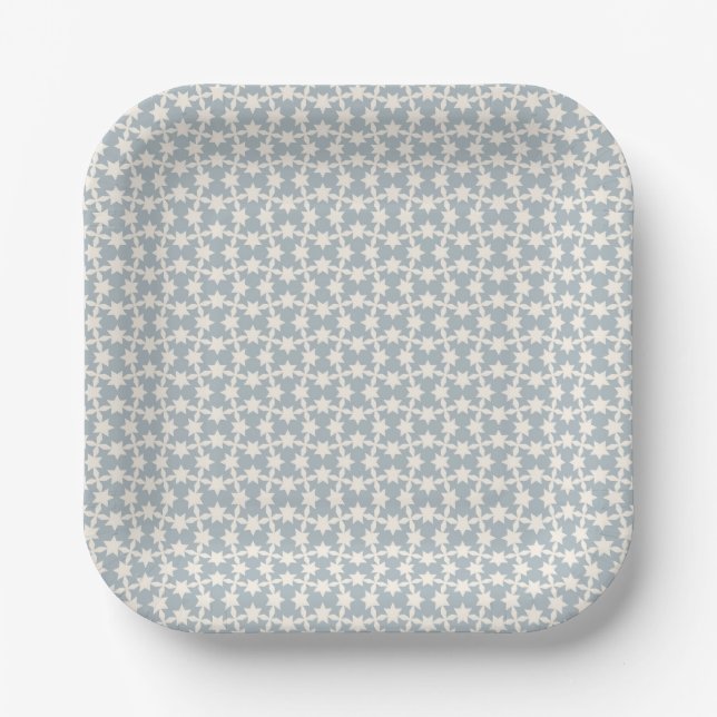 Plato De Papel Starry Night Pattern Square Baby Shower Plate (Anverso)
