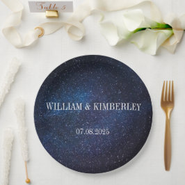 Plato De Papel Starry Night Sky Galaxy Elegant Wedding Paper