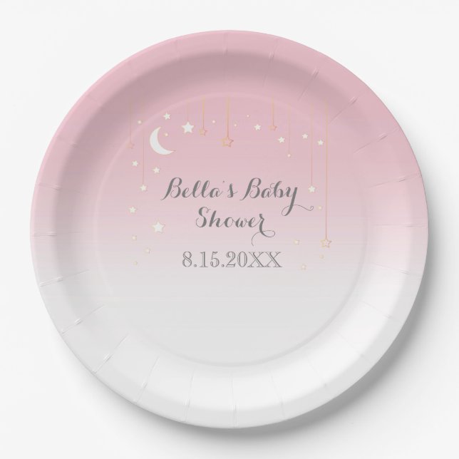 Plato De Papel Stars Moon Baby Shower (Anverso)