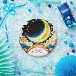 Plato De Papel Stars Moon Celestial Baby Shower