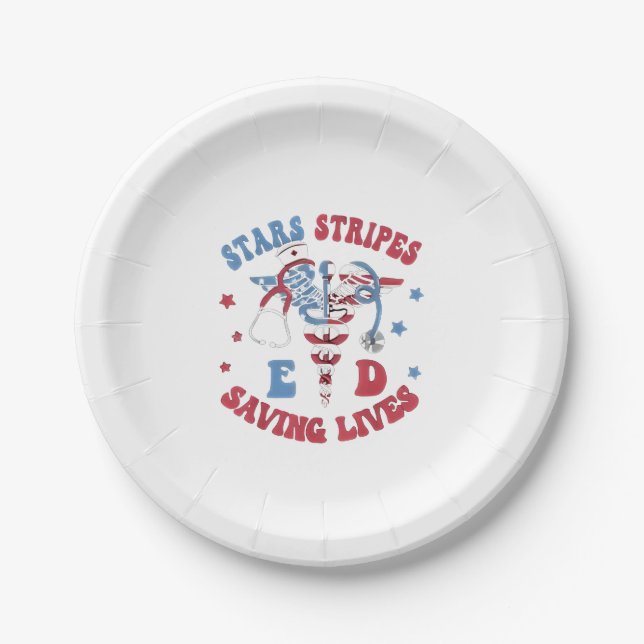 Plato De Papel Stars Stripes E D Salvando vidas (Anverso)