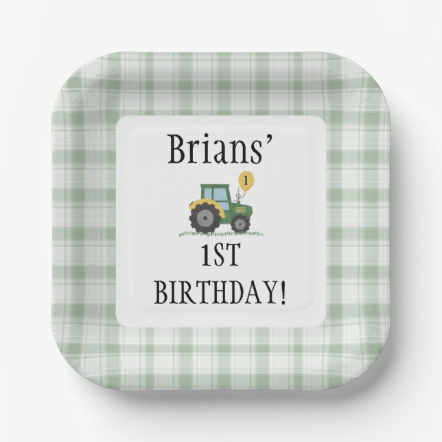 Plato De Papel Start Your Tractor Square Paper Plate (Anverso)