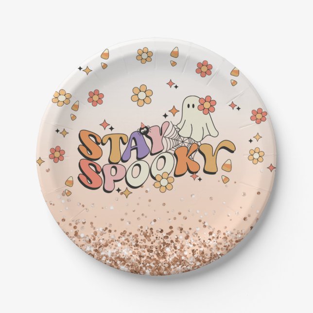 Plato De Papel Stay Spookly Elegant Halloween Retro Cute Girly (Anverso)