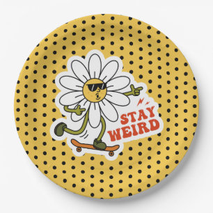 Plato De Papel Stay Weird Skateboarding Daisy