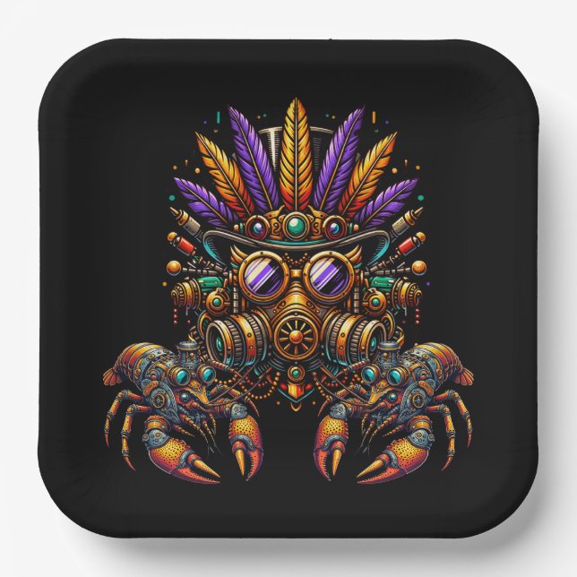 Plato De Papel Steampunk Mardi Gras (Anverso)