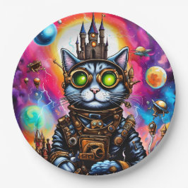 Plato De Papel Steampunk Space Cat I