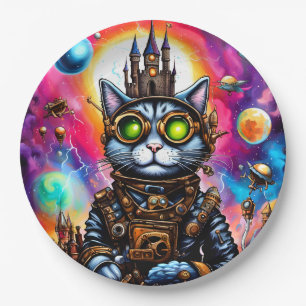 Plato De Papel Steampunk Space Cat I