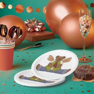 Plato De Papel Steampunk Teddy Bear con alas de hadas