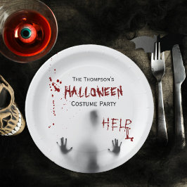 Plato De Papel Sterrorífico Fiesta de disfraces de Halloween blan